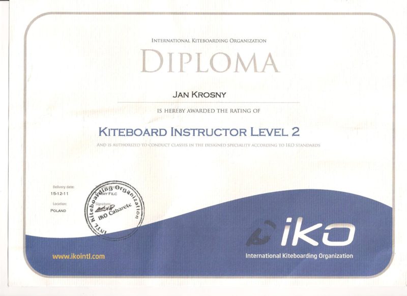 IKO Diploma - Kiteboard Instructor Level 2